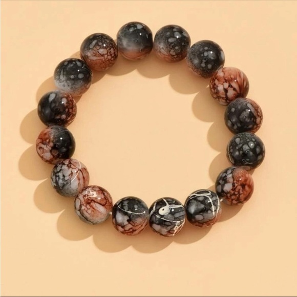 Marbled Glass Bead bracelet - Picture 2 of 3